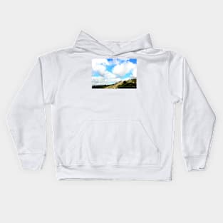 Scene from Casertavecchia with huge white clouds Kids Hoodie